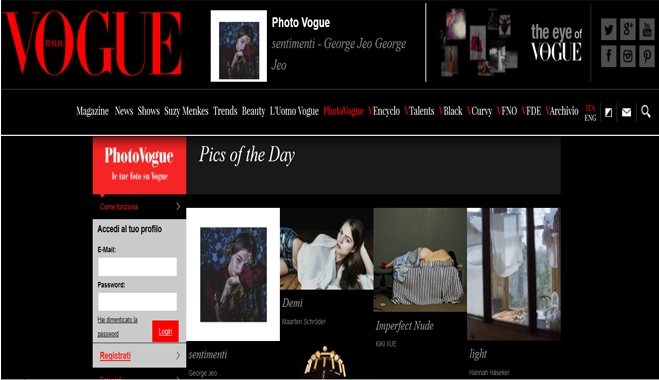 Αποκλειστικό: Photo of the Day για το Vogue Ιταλίας Η Φωτογραφία του Jeo με τίτλο &quot;Sentimenti&quot;