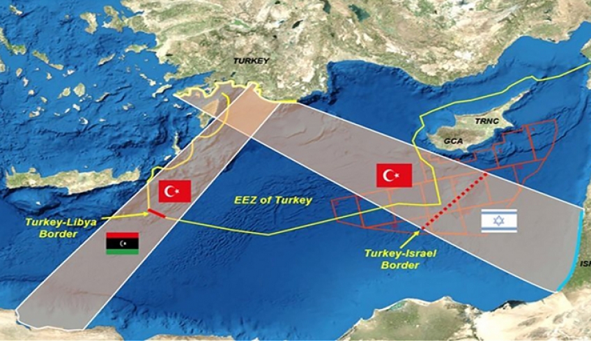 Νέος χάρτης από τον Ερντογάν – Εξαφανίζει Ρόδο-Καστελλόριζο-Κύπρο και θέλει ΑΟΖ με το Ισραήλ