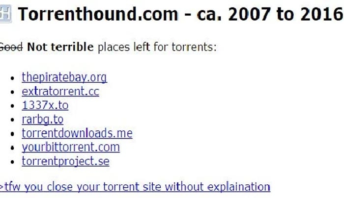 TorrentHound: Τίτλοι τέλους για ακόμη ένα δημοφιλέστατο torrent site