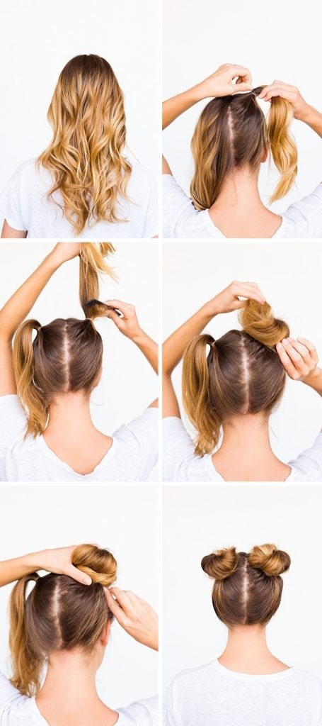 how to double bun hair tutorial 455x1024