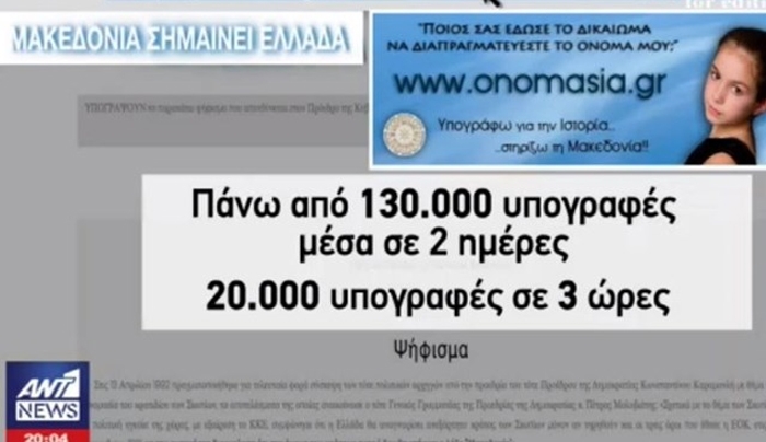 Πανστρατιά αντιδράσεων για την ονομασία των Σκοπίων - 130.000 υπογραφές μέσα σε δύο ημέρες - ΒΙΝΤΕΟ