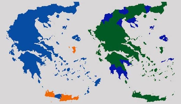 Όλοι οι χάρτες των εκλογών από τη μεταπολίτευση μέχρι σήμερα