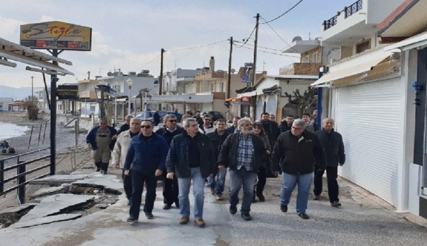 Αυτοψία του Περιφερειάρχη, στις περιοχές που επλήγησαν από τα έντονα καιρικά φαινόμενα της 5ης Φεβρουαρίου 2019