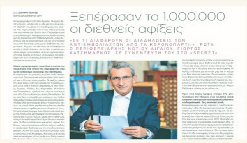 Ξεπεράσαμε, ήδη, στα διεθνή αεροδρόμια της Περιφέρειας μας, το 1.000.000 σε αφίξεις επιβατών μέσω μόνο διεθνών πτήσεων
