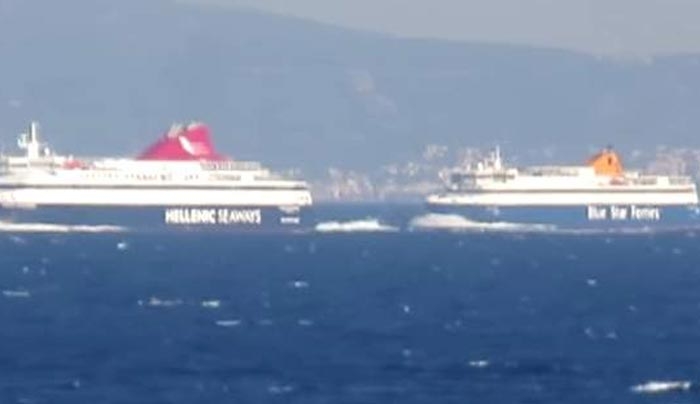 Προσπέραση στο Αιγαίο: Νήσος Μύκονος &amp; Blue Star Naxos κάνουν... κόντρες [βίντεο]