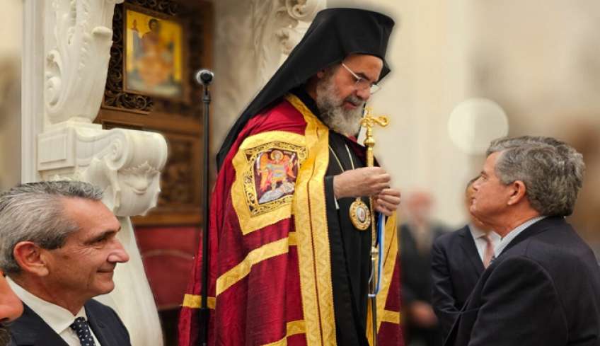 Παρουσία του ζεύγους των δωρητών Αθανάσιου και Μαρίνας Μαρτίνου και της Μαρέβας Μητσοτάκη, τα εγκαίνια του Ι.Ν. Αγίου Γεωργίου του Σαντραπέ στο Καστελλόριζο