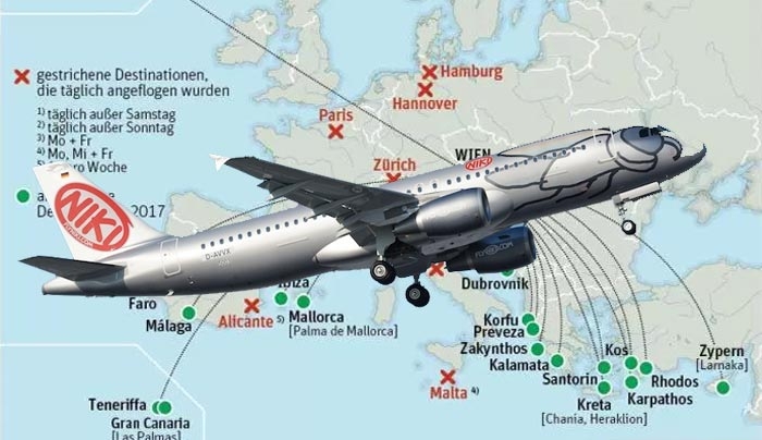 Μείωση πτήσεων της FlyNiki για Ελλάδα - 2 πτήσεις γα Κω