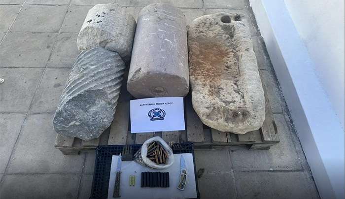 Συνελήφθη ημεδαπός στους Λειψούς για κατοχή αρχαιοτήτων, φυσιγγίων και κροτίδων