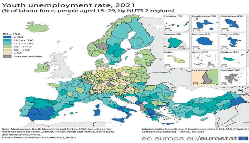 Δύο ελληνικές περιφέρειες με νεανική ανεργία άνω του 40% – 29,9% στο Νότιο Αιγαίο