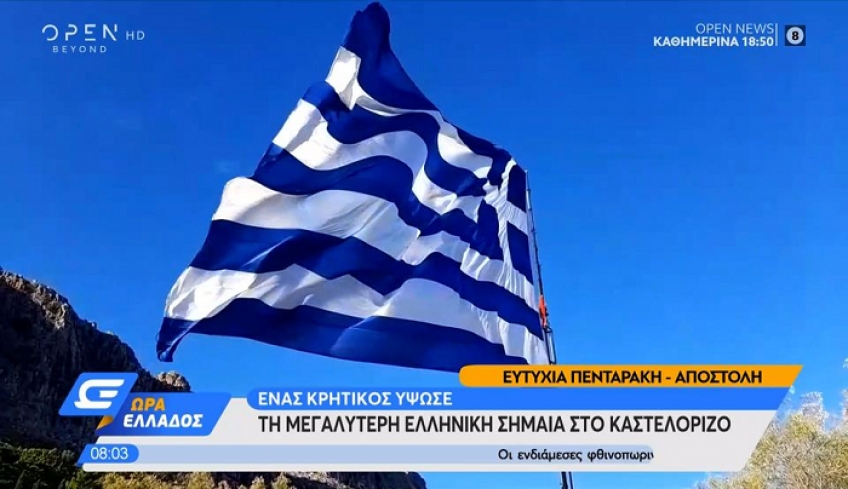 28η Οκτωβρίου – Καστελόριζο: Κρητικός ύψωσε τη μεγαλύτερη ελληνική σημαία