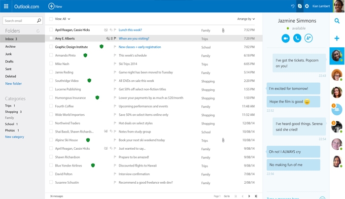 Το Outlook.com ενσωματώνει το Skype