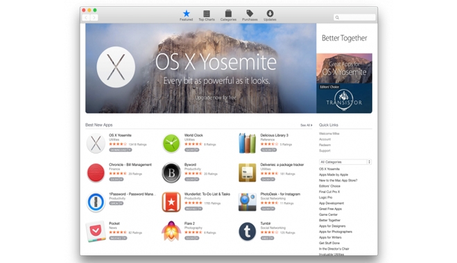 Mac App Store: Ανανεωμένο περιβάλλον με εμφάνιση αλά Yosemite