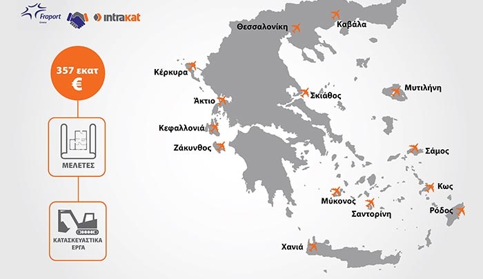 Υπογραφή συμβάσεων της Fraport με την Intrakat για τα κατασκευαστικά έργα στα 14 περιφερειακά αεροδρόμια